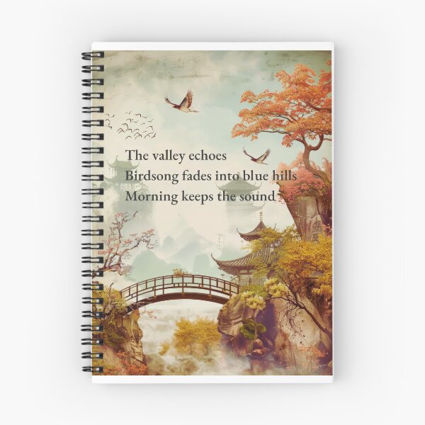 Item preview, Japanese Autumn Landscape Wall Art | Zen Mountain Bridge Printable | Japandi Nature Decor | Pagoda Haiku Poster | Peaceful Fall Art Print designed and sold by ChloeDesigns401.