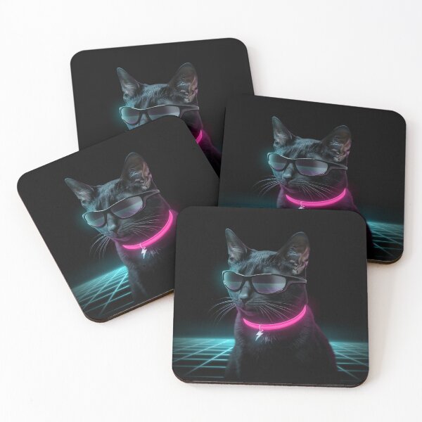 Item preview, Cyberpunk Synthwave Cat Pfp - Retro Neon Aesthetic designed and sold by Purrfectly  Furr.