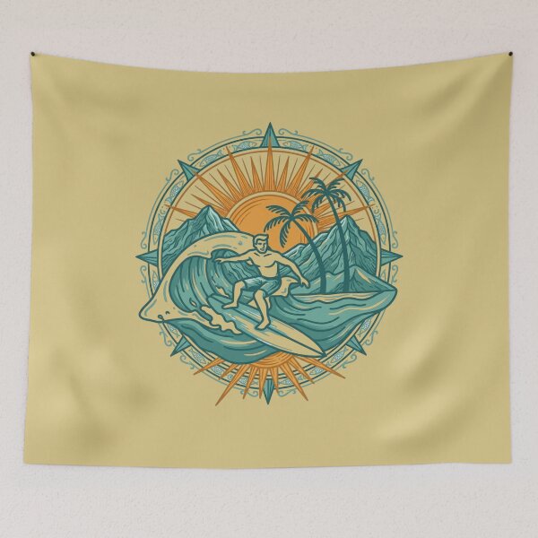 Item preview, Vintage Surf Compass Emblem Retro Wave and Palm Trees Summer Beach Vibe Graphic designed and sold by Clean Print Goods.