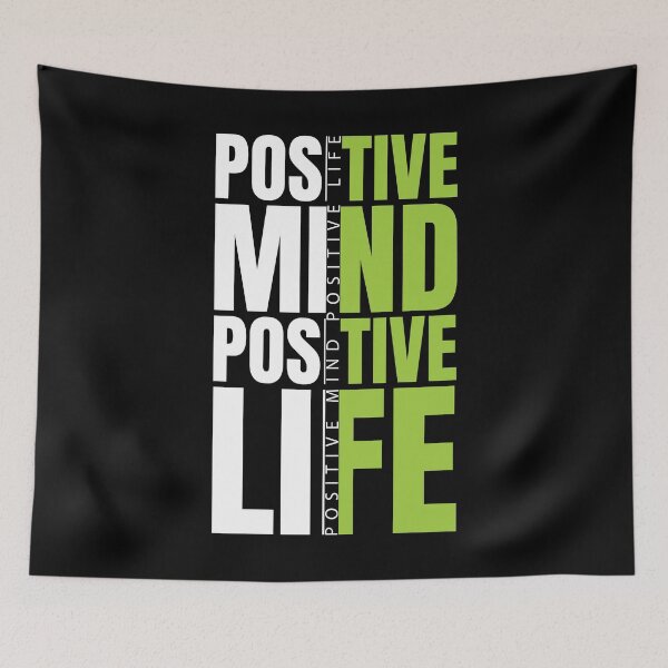 Item preview, Positive Mind Positive Life - Green and White Modern Graphic Typography Poster designed and sold by AVNGR-Design.