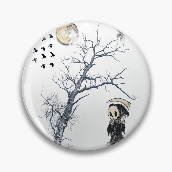 Item preview, Spooky Cute Grim Reaper Moonlit Tree Owl Pastel Goth Vintage Witchy Graphic Aesthetic Halloween Flying Birds designed and sold by Clean Print Goods.