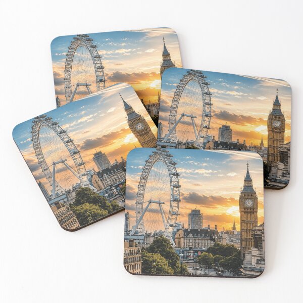 Item preview, London Skyline at Sunset – Big Ben & London Eye | Ultra HD 4K Realistic Cityscape designed and sold by  Mirai_Art  ⭐⭐⭐⭐.