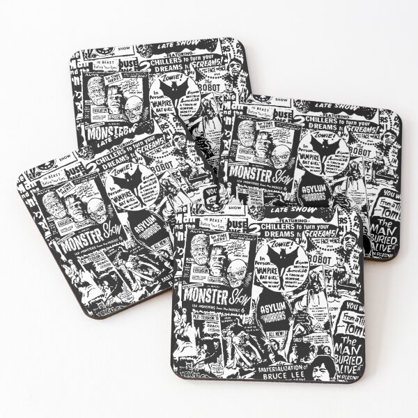 Item preview, Vintage Horror Ad Collage (White ink on dark) designed and sold by Scott Banks.