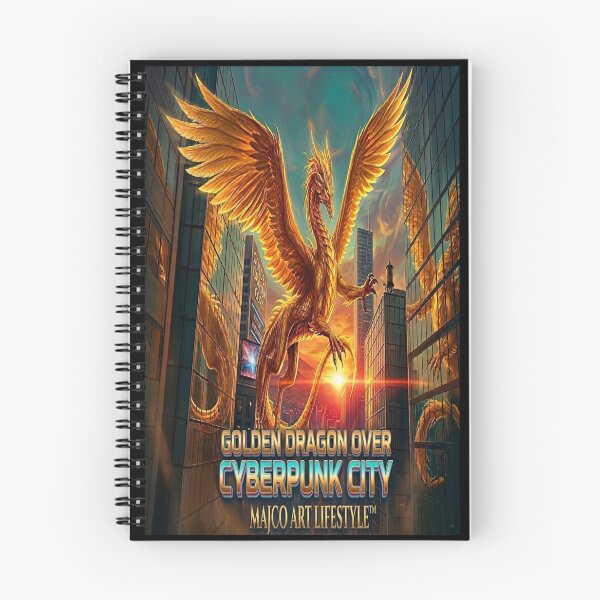 Item preview, Golden Dragon Over Cyberpunk City Metropolis designed and sold by MAJCO-ART.
