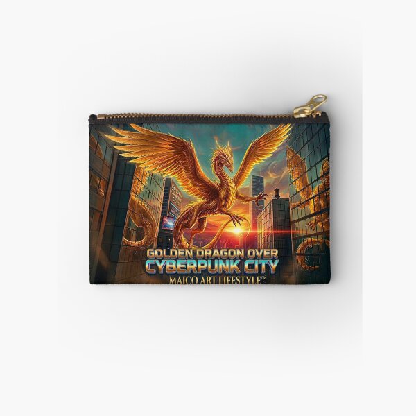 Item preview, Golden Dragon Over Cyberpunk City Metropolis designed and sold by MAJCO-ART.