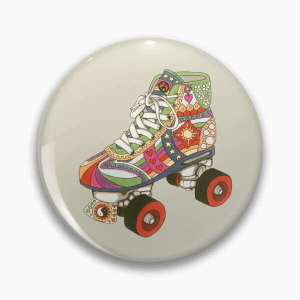 Item preview, Vintage Psychedelic Derby Skate Art Taupe– Retro Hippie Rainbow Groovy Peace Design designed and sold by Kellie Espie Art.