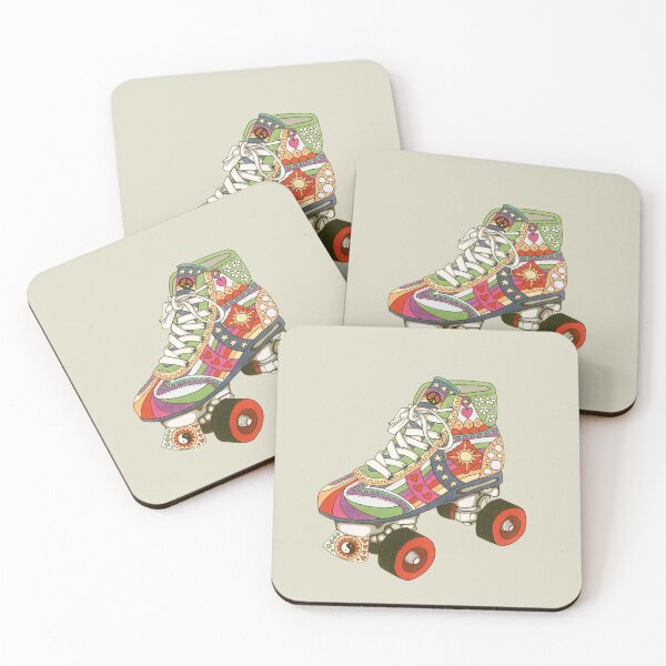 Item preview, Vintage Psychedelic Derby Skate Art Taupe– Retro Hippie Rainbow Groovy Peace Design designed and sold by Kellie Espie Art.