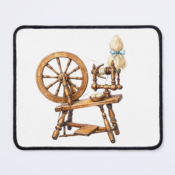 Item preview, Vintage Spinning Wheel Traditional Craft Loom Illustration designed and sold by Digital Duniyah.
