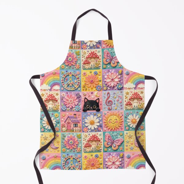 Item preview, Magical Hippie Patchwork - Collage of Flowers, Cats and Rainbows designed and sold by Natalia-Vlad.