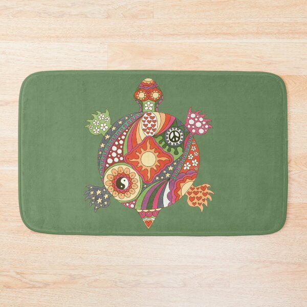 Item preview, Vintage Psychedelic Turtle Art Olive– Retro Hippie Rainbow Groovy Peace Design designed and sold by Kellie Espie Art.