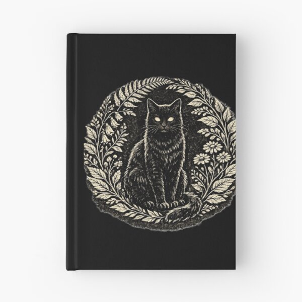 Item preview, Black Cat Botanical Gothic Art | Dark Cottagecore Vintage Engraving Print | Antique Nature Decor designed and sold by K Mood Studio.