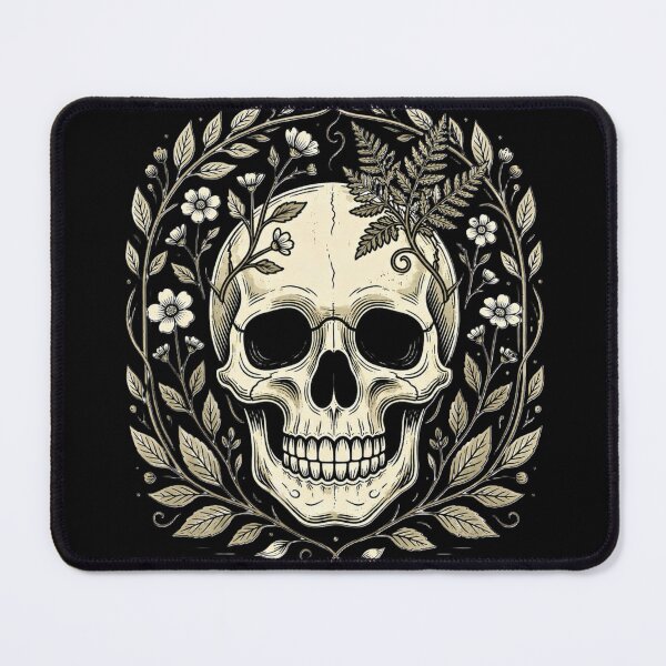 Item preview, Botanical Skull Gothic Art | Dark Cottagecore Vintage Engraving Print | Moody Nature Decor designed and sold by K Mood Studio.