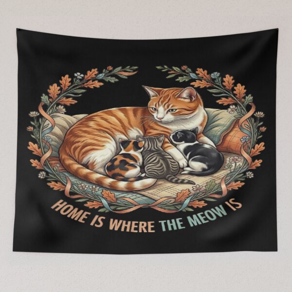 Item preview, Home Is Where The Meow Is Cute Cat Family designed and sold by MAJCO-ART.