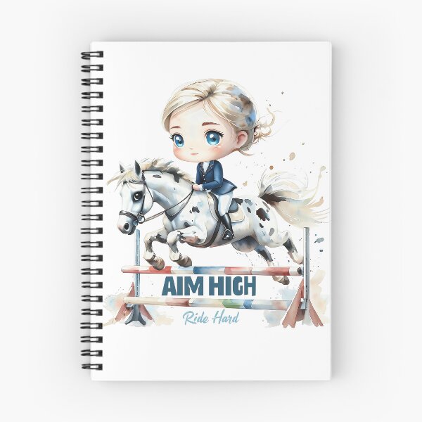 Item preview, Aim High Ride Hard Cute Chibi Girl Horse Jumping designed and sold by ArtisticDesignsbyLinda.
