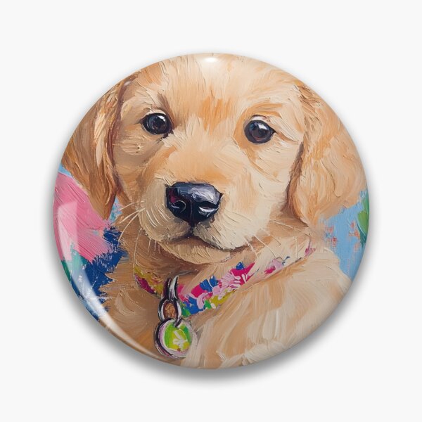 Item preview, Grandmillennial art, Golden Retriever puppy designed and sold by SophieClimaArt.