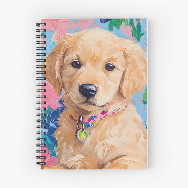 Item preview, Grandmillennial art, Golden Retriever puppy designed and sold by SophieClimaArt.