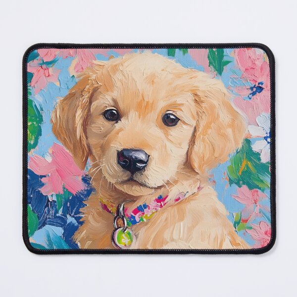 Item preview, Grandmillennial art, Golden Retriever puppy designed and sold by SophieClimaArt.