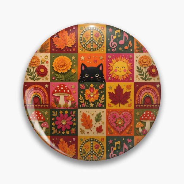Item preview, Magical Autumn Patchwork - Colorful Leaves, Cats and Mushrooms designed and sold by Natalia-Vlad.