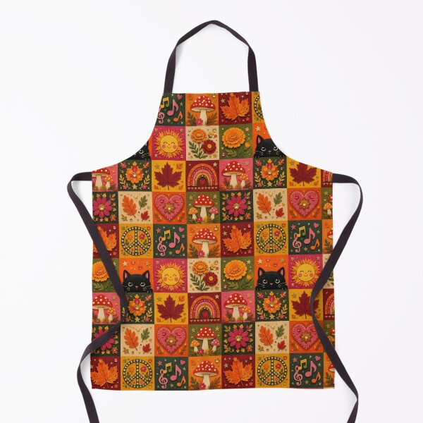 Item preview, Magical Autumn Patchwork - Colorful Leaves, Cats and Mushrooms designed and sold by Natalia-Vlad.