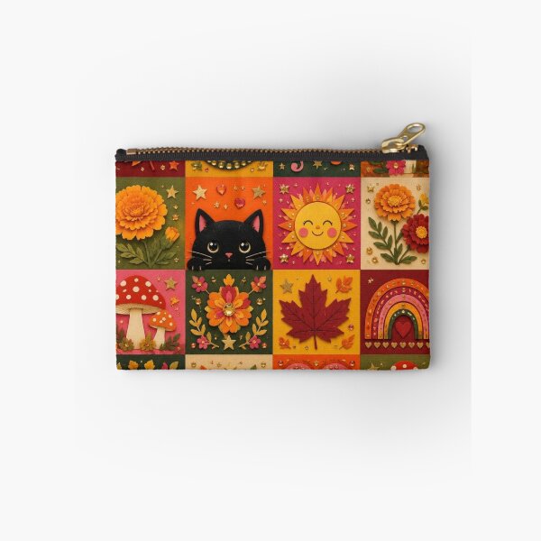 Item preview, Magical Autumn Patchwork - Colorful Leaves, Cats and Mushrooms designed and sold by Natalia-Vlad.