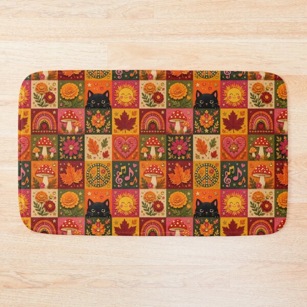 Item preview, Magical Autumn Patchwork - Colorful Leaves, Cats and Mushrooms designed and sold by Natalia-Vlad.
