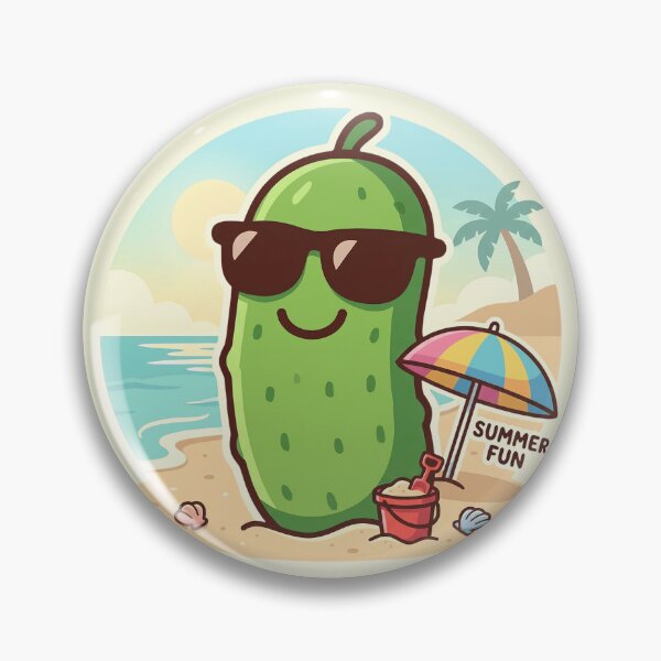 Item preview, Summer Pickle Beach Vacation Cartoon | Cute Kawaii Pickle Lover Gift | Funny Beach Shirt, Sticker, Mug & Vacation Design designed and sold by Basma Designs | Funny Shirts, Stickers & Mugs.