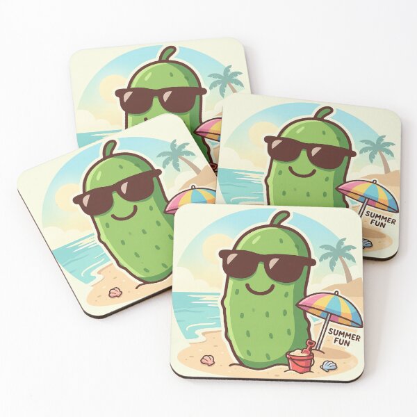 Item preview, Summer Pickle Beach Vacation Cartoon | Cute Kawaii Pickle Lover Gift | Funny Beach Shirt, Sticker, Mug & Vacation Design designed and sold by Basma Designs | Retro, Kawaii Shirts & Stickers.