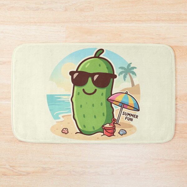 Item preview, Summer Pickle Beach Vacation Cartoon | Cute Kawaii Pickle Lover Gift | Funny Beach Shirt, Sticker, Mug & Vacation Design designed and sold by Basma Designs | Retro, Kawaii Shirts & Stickers.