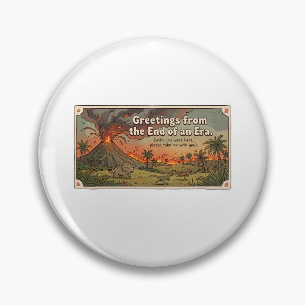 Item preview, End of an Era Dinosaur Postcard: Funny Volcano Extinction Humor designed and sold by Ink & Void Co..