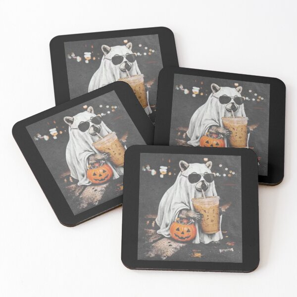 Item preview, Funny Halloween Raccoon Ghost Iced Coffee designed and sold by fangirloverjesu.