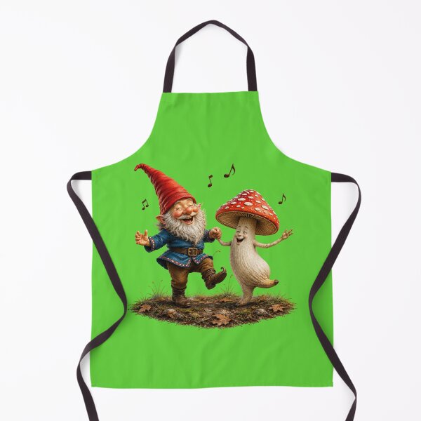 Item preview, Happy Gnome Dancing with Smiling Mushroom | Whimsical Forest Fantasy PNG designed and sold by Alpine-Ink.