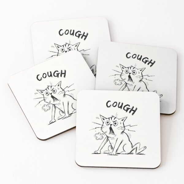 Item preview, Cat Coughing Art Board Print - Funny Cat Meme Doodle designed and sold by Purrfectly  Furr.