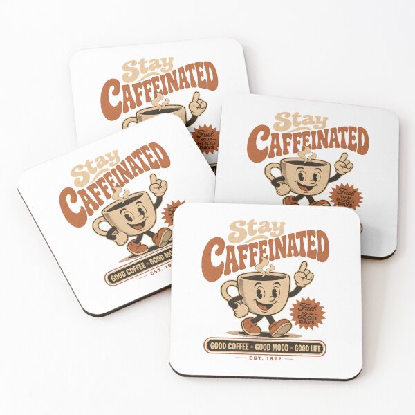 Item preview, Stay Caffeinated Funny Coffee Cartoon Mascot vintage ad designed and sold by LD ART.