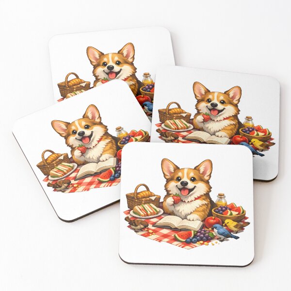 Item preview, Happy Corgi Picnic with Birds & Open Book Premium Illustration designed and sold by builtforyou.