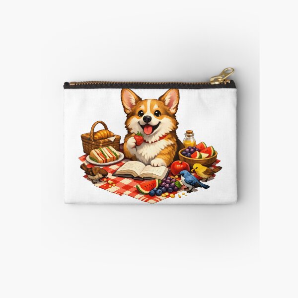 Item preview, Happy Corgi Picnic with Birds & Open Book Premium Illustration designed and sold by builtforyou.