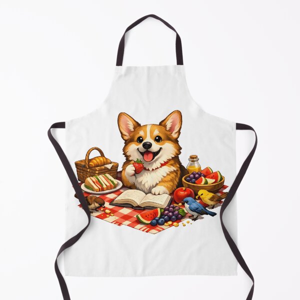 Item preview, Happy Corgi Picnic with Birds & Open Book Premium Illustration designed and sold by builtforyou.