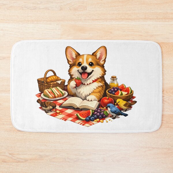Item preview, Happy Corgi Picnic with Birds & Open Book Premium Illustration designed and sold by builtforyou.