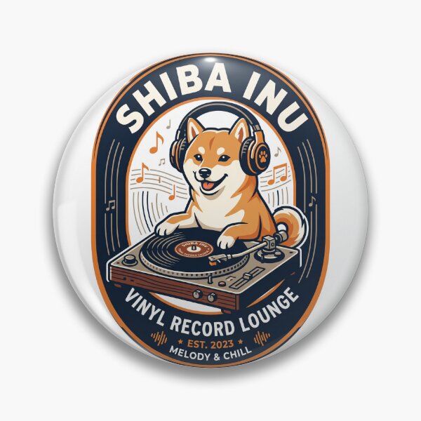 Item preview, Shiba Inu Vinyl Record Lounge Vintage Turntable designed and sold by PictoVibe.