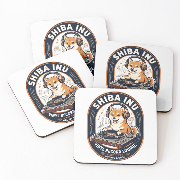 Item preview, Shiba Inu Vinyl Record Lounge Vintage Turntable designed and sold by PictoVibe.