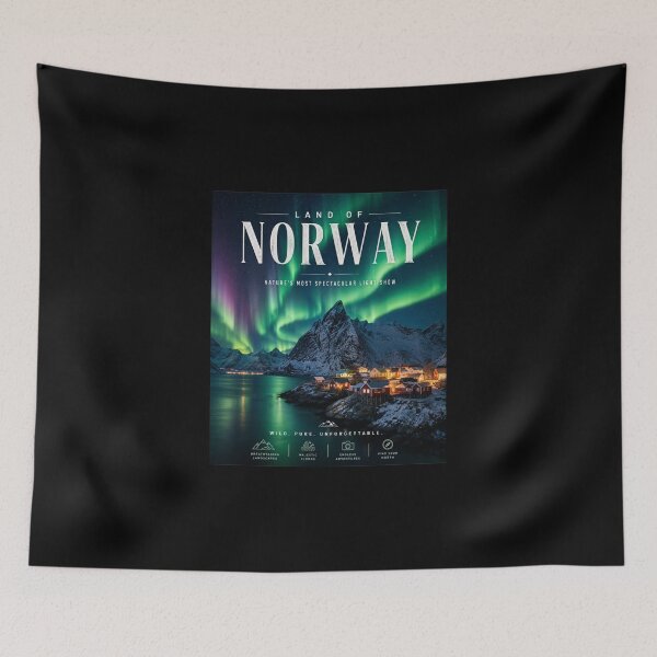Item preview, Norway Northern Lights Travel Poster | Aurora Borealis Fjord Landscape designed and sold by ElartedeNoel.