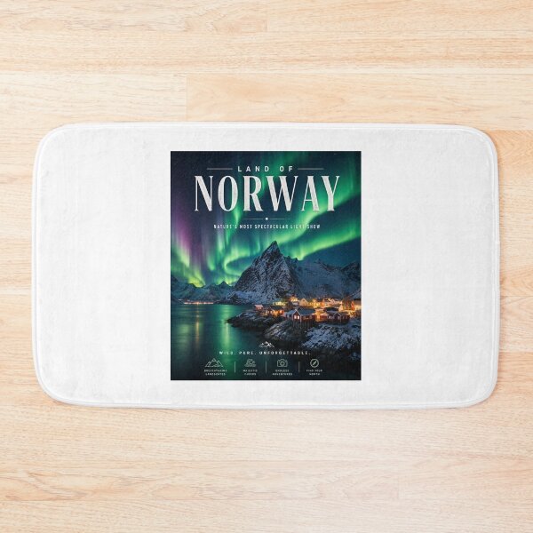 Item preview, Norway Northern Lights Travel Poster | Aurora Borealis Fjord Landscape designed and sold by ElartedeNoel.
