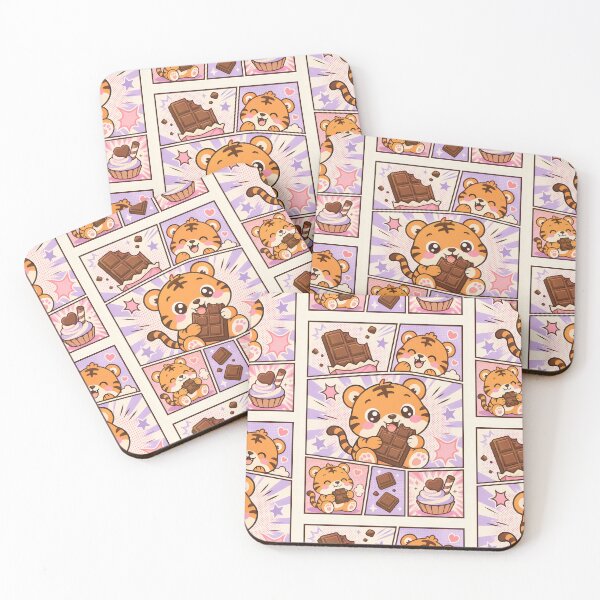Item preview, Kawaii Tiger Eating Chocolate And Cupcake Pop Panels designed and sold by Magmashup.