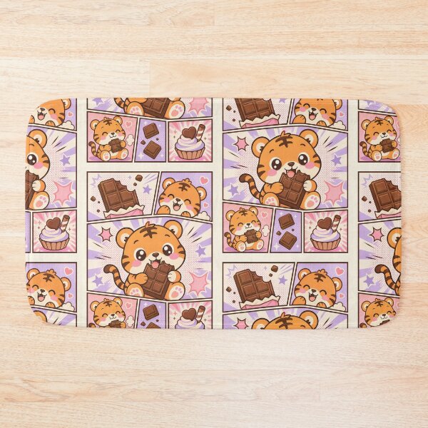 Item preview, Kawaii Tiger Eating Chocolate And Cupcake Pop Panels designed and sold by Gift Phrase Studio.