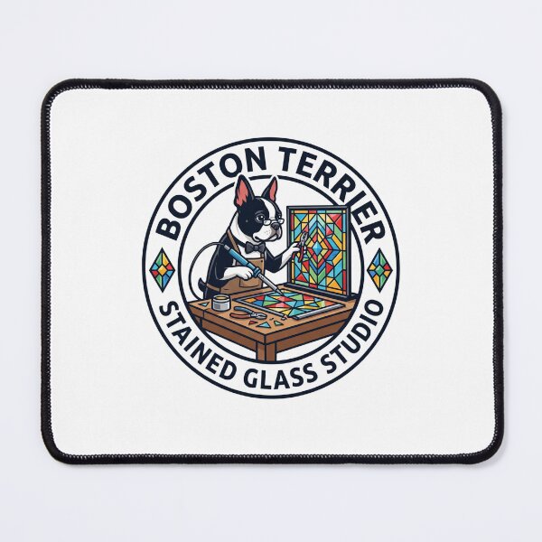 Item preview, Boston Terrier Stained Glass Studio Geometric Window designed and sold by PictoVibe.