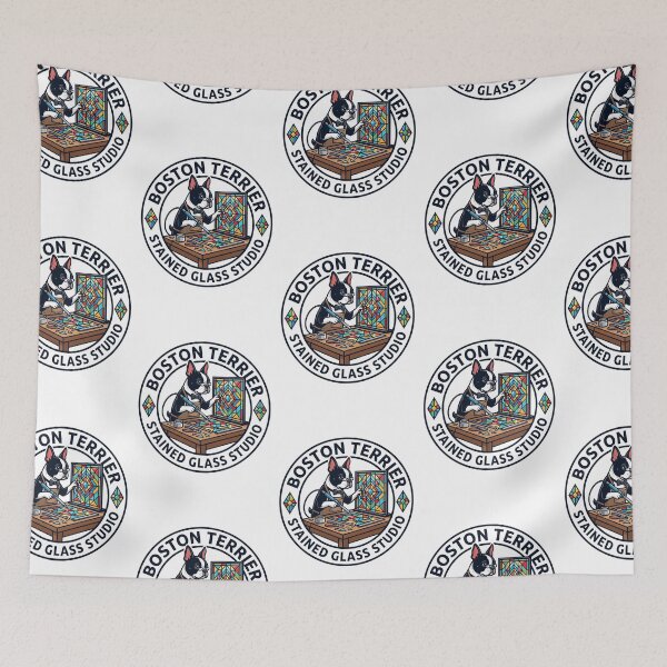Item preview, Boston Terrier Stained Glass Studio Geometric Window designed and sold by PictoVibe.