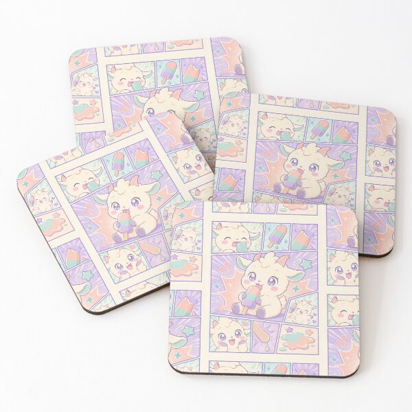 Item preview, Kawaii Baby Lamb Eating Popsicle Pop Panels designed and sold by Gift Phrase Studio.