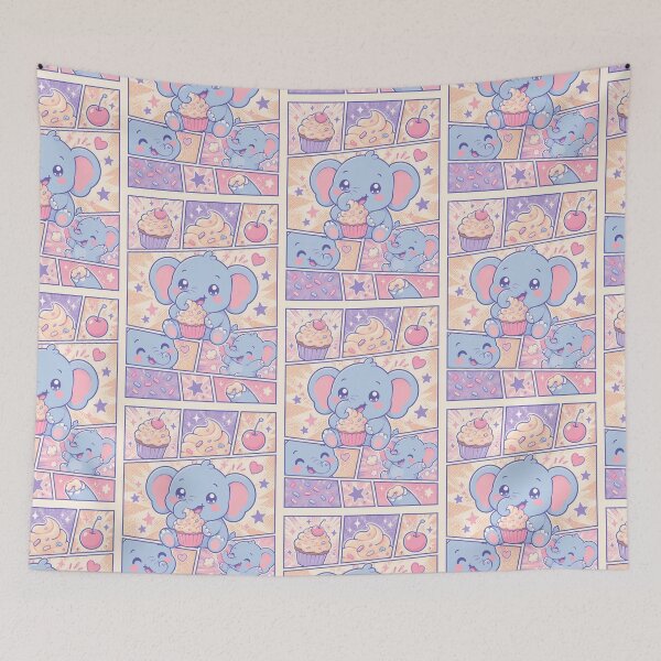 Item preview, Kawaii Elephant Eating Cherry Cupcakes Pop Panels designed and sold by Gift Phrase Studio.