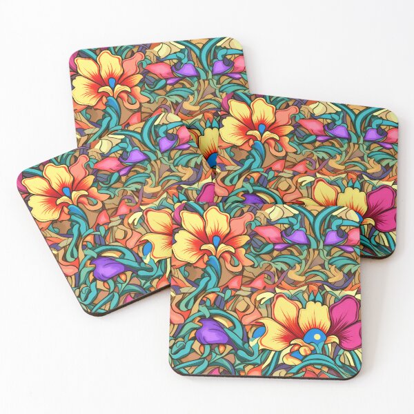 Item preview, Art Nouveau Romantic Colorful Flowers And Leaves Art designed and sold by DEC02.