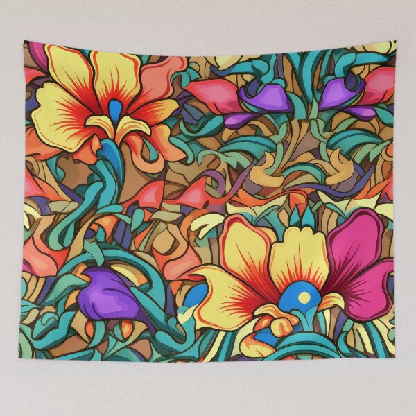 Item preview, Art Nouveau Romantic Colorful Flowers And Leaves Art designed and sold by DEC02.