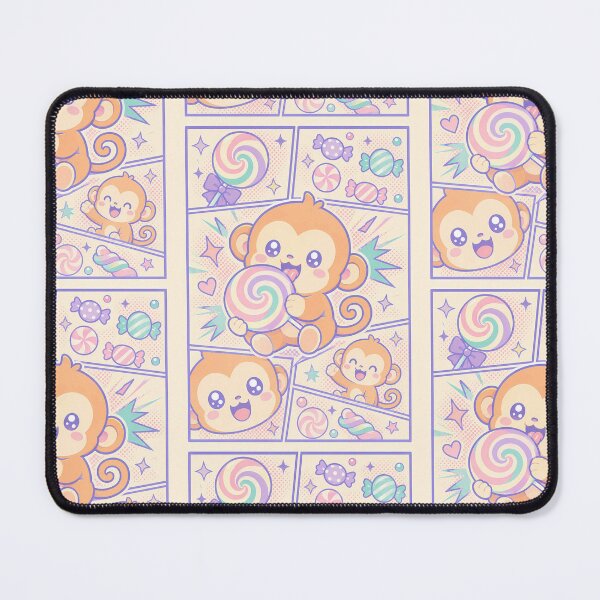 Item preview, Kawaii Baby Monkey Eating Rainbow Lollipop Pop Panels designed and sold by Gift Phrase Studio.